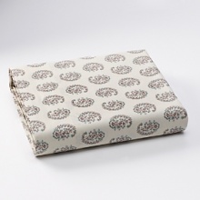 Modern and eclectic - a vintage, oversized floral paisley print in a multicolor of soft red, sky blue and desert khaki mixes with serape stripes, rugged chino and paisley block-print patterned sheets to complete the collection's romantic, bohemian mood.