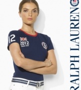 Designed in celebration of Team USA's participation in the 2012 Olympic Games, a short-sleeved Ralph Lauren crewneck tee in breathable, light-as-air cotton jersey is emblazoned with athletic-inspired graphics and embroidery.