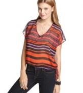 A tie at the side adds a little twist to 6 Degrees' striped top. Pair with dark jeans for a no-fail look!