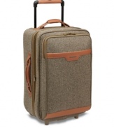 Classic style. Modern mobility. Hartmann's handsome upright is a first-class travel companion. Outfitted in sophisticated tweed with rich, leather accents, this bag boasts all the latest packing features while still maintaining its elegant air. Lifetime warranty.