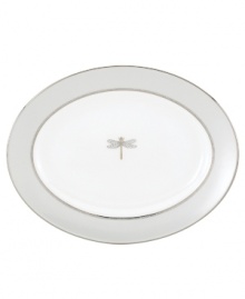 Velvet skies filled with glittering stars. The cacophony of crickets, your very own symphony. The whimsical pattern of dragonflies and ladybugs decorating the June Lane oval platter (shown back) makes dinner at eight a magical experience. Shown back center. Velvet skies filled with glittering stars. The cacophony of crickets, your very own symphony. The whimsical pattern of dragonflies and ladybugs decorating the June Lane oval platter (shown back) makes dinner at eight a magical experience. Shown back center.