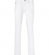 Stylish jeans in fine, white cotton stretch blend - Soft yet ultra-durable denim in a crisp summer shade - Classic five-pocket skinny cut with belt loops, zip fly and button closure - Sleek and versatile, ideal for everyday - Pair with t-shirts, button downs and polos