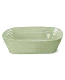 From celebrated chef and writer, Sophie Conran, comes incredibly durable dinnerware for every step of the meal, from oven to table. A ribbed texture gives this rectangular roaster/lasagna dish the charming look of traditional hand thrown pottery. From celebrated chef and writer, Sophie Conran, comes incredibly durable dinnerware for every step of the meal, from oven to table. A ribbed texture gives this rectangular roaster/lasagna dish the charming look of traditional hand thrown pottery.