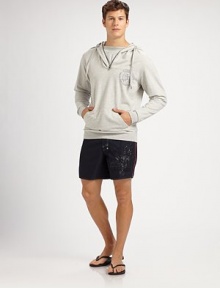 A perfect pullover with comfy pockets and a laid-back look.Hooded style with drawstringHalf-zip closureKangaroo pocketLong sleeves with ribbed cuffsRibbed hemCottonMachine washImported A perfect pullover with comfy pockets and a laid-back look.Hooded style with drawstringHalf-zip closureKangaroo pocketLong sleeves with ribbed cuffsRibbed hemCottonMachine washImported