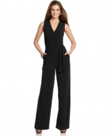 This luxe-looking jumpsuit from NY Collection is all about relaxed glamour - try it with an armful of bangle bracelets or a dramatic pendant necklace! This luxe-looking jumpsuit from NY Collection is all about relaxed glamour - try it with an armful of bangle bracelets or a dramatic pendant necklace!