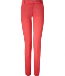 Stylish pants in fine, viscose and synthetic fiber blend - Especially comfortable, thanks to a touch of stretch - Vibrant and on-trend in bright coral - Lower rise, slim cigarette cut crops at ankles - Tab waist, belt loops and slash pockets at sides - Crease detail flatters and elongates the leg - Versatile and ultra-chic, seamlessly transitions from work to weekend - Pair with a silk blouse, blazer and peep toe pumps, or go for a more casual look with a tunic top and flat sandals Stylish pants in fine, viscose and synthetic fiber blend - Especially comfortable, thanks to a touch of stretch - Vibrant and on-trend in bright coral - Lower rise, slim cigarette cut crops at ankles - Tab waist, belt loops and slash pockets at sides - Crease detail flatters and elongates the leg - Versatile and ultra-chic, seamlessly transitions from work to weekend - Pair with a silk blouse, blazer and peep toe pumps, or go for a more casual look with a tunic top and flat sandals