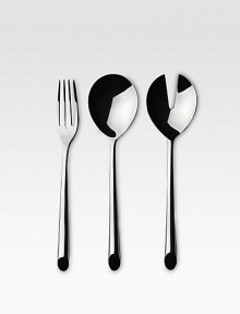 A set of elegant serving pieces are crafted with supple, organic shapes in dishwasher-safe 18/10 stainless steel. Set includes a serving spoon, slotted serving spoon and serving fork. 3 total pieces 18/10 stainless steel Machine wash Imported A set of elegant serving pieces are crafted with supple, organic shapes in dishwasher-safe 18/10 stainless steel. Set includes a serving spoon, slotted serving spoon and serving fork. 3 total pieces 18/10 stainless steel Machine wash Imported