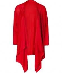 Dramatic with its long draped front, DKNYs radiant red silk-cashmere cardigan lends a chic edge to any outfit - Draped open front, long sleeves, fine ribbed trim - Softly draped silhouette - Wear with everything from tees and jeans to sheath dresses and heels Dramatic with its long draped front, DKNYs radiant red silk-cashmere cardigan lends a chic edge to any outfit - Draped open front, long sleeves, fine ribbed trim - Softly draped silhouette - Wear with everything from tees and jeans to sheath dresses and heels