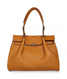 Classic with a twist, this signature Salvatore Ferragamo bag boasts luxe details and an elegant design - Shopper style, front flap with logo lock closure, short top handles, contrast stitching - Great for everyday use or for casual cocktails Classic with a twist, this signature Salvatore Ferragamo bag boasts luxe details and an elegant design - Shopper style, front flap with logo lock closure, short top handles, contrast stitching - Great for everyday use or for casual cocktails