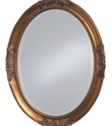 Feel like royalty in the presence of the Queen Ann oval mirror. Elegant flourishes and inner beading dressed in radiant gold leaf grace an antique-inspired frame.