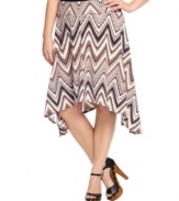 Add pizazz to any outfit with Seven7 Jeans' plus size skirt, featuring a vivid zigzag print.