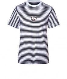 Striped cotton tee with Golden Goose star logo at chest -  Luxuriously soft - Classic round neck and short sleeves - Narrow, slightly tapered and moderately long -  Versatile basic - Perfect under a sweater, jacket or worn solo - Pair with jeans, chinos or shorts