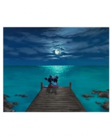 Disney's Mickey and Minnie Mouse enjoy a romantic evening, peering out over the moonlit horizon in this fine canvas print of Walfrido's Sharing a Moment. Disney's Mickey and Minnie Mouse enjoy a romantic evening, peering out over the moonlit horizon in this fine canvas print of Walfrido's Sharing a Moment.