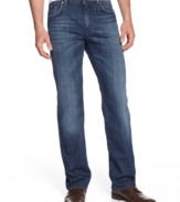 Having a tough time with your denim tones? These medium wash jeans from Hugo Boss help bridge the color gap.