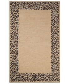 Give your patio a roaringly stylish look with Liora Manne's leopard border rug! Hand-hooking and hand-tufting techniques are combined to achieve the rich, textural surface of this oatmeal-hued indoor/outdoor rug from the Promenade collection. UV stabilized to minimize fading, the fashion-forward, durable rug is sure to please. Hose off for easy cleaning. Give your patio a roaringly stylish look with Liora Manne's leopard border rug! Hand-hooking and hand-tufting techniques are combined to achieve the rich, textural surface of this oatmeal-hued indoor/outdoor rug from the Promenade collection. UV stabilized to minimize fading, the fashion-forward, durable rug is sure to please. Hose off for easy cleaning.