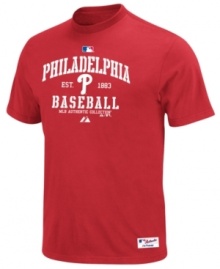 Make it two out of three. Cheer on your fightin' Phils all the way to the World Series with this printed graphic t from Majestic Apparel. Make it two out of three. Cheer on your fightin' Phils all the way to the World Series with this printed graphic t from Majestic Apparel.