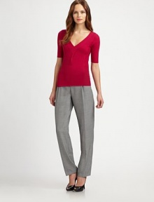 Crisp front pleats add sharp dimension to this modern silhouette.Self waistband with belt loopsZip fly with button tab closureFront pleatsSide slash pocketsInseam, about 32Polyester/woolDry cleanImportedModel shown is 5'11 (180cm) wearing US size 2. Crisp front pleats add sharp dimension to this modern silhouette.Self waistband with belt loopsZip fly with button tab closureFront pleatsSide slash pocketsInseam, about 32Polyester/woolDry cleanImportedModel shown is 5'11 (180cm) wearing US size 2.