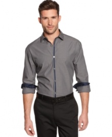 A touch of contrast takes this Alfani BLACK shirt from basic to bold for statement-making style anywhere you go. A touch of contrast takes this Alfani BLACK shirt from basic to bold for statement-making style anywhere you go.