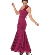 Roberta's mermaid gown is perfect for prom or any formal event where you want to make a statement! The fitted bodice highlights your silhouette while the rosette detail shows off your femininity.