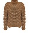 Beat the cold weather fashion doldrums with this chunky lurex turtleneck from Schumacher - Rolled turtleneck, long sleeves, curved hem with side vents, chunky circular patterned knit - Style with skinny jeans or leather leggings, a modern parka, and lace-up high heel booties