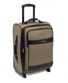 Sophistication and distinction packed right in. At the intersection of quality and style, this full-featured spinner compartmentalizes your life with an included laundry bag, TSA-approved clear zip pouch and garment sleeve to keep clothes wrinkle-free and your trip in order. Lifetime warranty. Sophistication and distinction packed right in. At the intersection of quality and style, this full-featured spinner compartmentalizes your life with an included laundry bag, TSA-approved clear zip pouch and garment sleeve to keep clothes wrinkle-free and your trip in order. Lifetime warranty.
