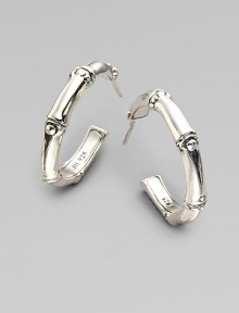 From the Nusa Penida Collection. Simple bamboo-textured hoops crafted in fine sterling silver are a design expressly created to support an afforestation project on Nusa Penida, an arid island off the coast of Bali. John Hardy will donate a portion of each purchase to the cost of planting bamboo. This earring will support the planting of 5 bamboos, which is inscribed inside the earring. Sterling silver Diameter, about 1 Post back Made in Bali From the Nusa Penida Collection. Simple bamboo-textured hoops crafted in fine sterling silver are a design expressly created to support an afforestation project on Nusa Penida, an arid island off the coast of Bali. John Hardy will donate a portion of each purchase to the cost of planting bamboo. This earring will support the planting of 5 bamboos, which is inscribed inside the earring. Sterling silver Diameter, about 1 Post back Made in Bali