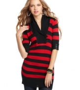 Planet Gold's striped tunic is a fall staple for your casual-wardrobe. Pair it with jeggings for a daytime date.