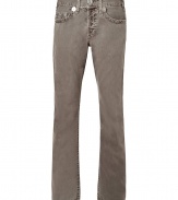 A fresh take on an everyday favorite, these grey-brown jeans from True Religion are a new wardrobe must-have - Feature classic five-pocket design with distinct logo stitching, belt loops, bold rivets, and a slim, straight leg cut - Wear with worn tees, thin cashmere pullovers and retro-inspired sneakers, or a button-down, blazer and favorite lace-ups