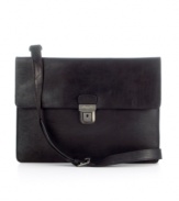 A slim leather portfolio that shouts tailored sophistication is the perfect under-the-arm companion for last-minute meetings or quick appointments where the essentials are the only necessity. Dual compartments offer just the right amount of space, featuring a file system and organizer pockets that weed out extra baggage. Limited lifetime warranty.