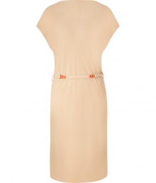 Effortlessly elegant dress in nude viscose - Barely-there short, wide sleeves - Waist highlighted by narrow belt with orange details - Straight cut - Small button closure in back - On-point with romantic pastel trend - Simple flat sandals or chic heels pair perfectly Effortlessly elegant dress in nude viscose - Barely-there short, wide sleeves - Waist highlighted by narrow belt with orange details - Straight cut - Small button closure in back - On-point with romantic pastel trend - Simple flat sandals or chic heels pair perfectly