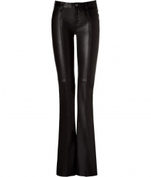 Stylish pants in black leather - by the Parisian status leather designer Jitrois - in the finest, crazy soft glove leather - cool and sexy - light, slightly higher cut - super slim, long, skinny leg, slightly flared - wear this smash alone with a long sleeve shirt, a chiffon tunic or a mother of pearl colored silk blouse - with pumps, booties or sandals Stylish pants in black leather - by the Parisian status leather designer Jitrois - in the finest, crazy soft glove leather - cool and sexy - light, slightly higher cut - super slim, long, skinny leg, slightly flared - wear this smash alone with a long sleeve shirt, a chiffon tunic or a mother of pearl colored silk blouse - with pumps, booties or sandals