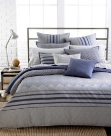 This Great Point decorative pillow from Tommy Hilfiger infuses your bedroom with casual, distinctive style. A landscape of alternating stripes create a two-dimensional effect. Hidden zipper closure. This Great Point decorative pillow from Tommy Hilfiger infuses your bedroom with casual, distinctive style. A landscape of alternating stripes create a two-dimensional effect. Hidden zipper closure.