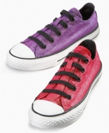 Slip her into these cute Chuck Taylor All Star sneakers to give her on-the-go style a sweet sparkle. Slip her into these cute Chuck Taylor All Star sneakers to give her on-the-go style a sweet sparkle.