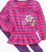 Stripes and flowers make this adorable smocked tunic from Clubhouse – with matching leggings – a look she'll love.