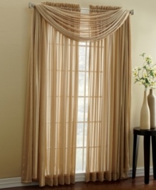 Showstopping drama. Alternating vertical stripes of faux silk create a voluminous effect in the Opening Night window panel from Croscill, making it the perfect accent for heightening the elegance in any room. Showstopping drama. Alternating vertical stripes of faux silk create a voluminous effect in the Opening Night window panel from Croscill, making it the perfect accent for heightening the elegance in any room.