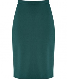 Sleek and chic, this easy to style pencil skirt from Schumacher is ultra-flattering without compromising comfort - Classic pencil silhouette, thin waistband, figure-enhancing back seaming details and slit, concealed back zip closure - Style with a tie-neck blouse, a blazer, and peep-toe pumps