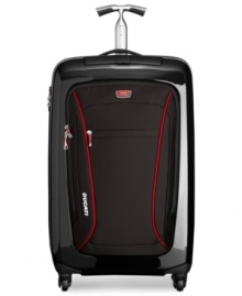 In a race of its own-Tumi and Ducati partner to change the face of travel with this sleek and innovative design. Life on the fast track demands sophisticated, innovative and bold solutions, which this fully-stocked upright puts on the map. Ready for any adventure with a hardside construction that protects your belongings, plus endless interior features, like organizational pockets and tie-down straps, that tackle travel on the fly. 5-year warranty. In a race of its own-Tumi and Ducati partner to change the face of travel with this sleek and innovative design. Life on the fast track demands sophisticated, innovative and bold solutions, which this fully-stocked upright puts on the map. Ready for any adventure with a hardside construction that protects your belongings, plus endless interior features, like organizational pockets and tie-down straps, that tackle travel on the fly. 5-year warranty.