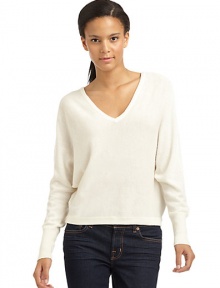 THE LOOKDouble v-neckLong dolman sleevesRibbed cuffsPullover styleTHE FITAbout 21 from shoulder to hemTHE MATERIALWool/nylon/cashmereCARE & ORIGINDry cleanImportedModel shown is 5'9 (175cm) wearing US size Small. 