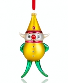 Making his first appearance at the 1947 Macy's Thanksgiving Day Parade, the elf balloon is a true holiday classic. Today the family favorite soars over New York City and into your home as a collectible glass ornament. (Clearance) Making his first appearance at the 1947 Macy's Thanksgiving Day Parade, the elf balloon is a true holiday classic. Today the family favorite soars over New York City and into your home as a collectible glass ornament. (Clearance)