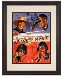 A salute to heroes on the front lines and on the football field, this original program art from the 1943 Army-Navy game at West Point is a must-have for military vets and sports collectors. A cherry-finished frame and double mat complete this vintage cover. A salute to heroes on the front lines and on the football field, this original program art from the 1943 Army-Navy game at West Point is a must-have for military vets and sports collectors. A cherry-finished frame and double mat complete this vintage cover.