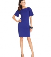 T Tahari updates a sophisticated sheath dress with fluttery bell sleeves and an exposed back zipper. The details make it modern, but the classic silhouette keeps it pretty and polished for the office.