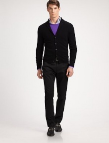 Rendered in the finest Italian cashmere, a modern cardigan exudes polished style in a trim, sleek fit with handsome notched lapels.Notched collarButtonfrontRibbed cuffs and hemWelt pockets at hipCashmereDry cleanImported