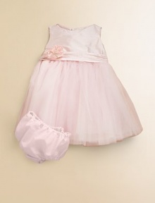 Elegant silk and organza give a luxe look to a sleeveless frock with beautiful flower detail.CrewneckSleevelessButton backSash waistFull skirtFully lined50% silk/50% polyesterDry cleanImported Please note: Number of buttons may vary depending on size ordered. Elegant silk and organza give a luxe look to a sleeveless frock with beautiful flower detail.CrewneckSleevelessButton backSash waistFull skirtFully lined50% silk/50% polyesterDry cleanImported Please note: Number of buttons may vary depending on size ordered.
