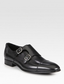 Luxurious calfskin leather with double monkstrap detail and comfortable rubber sole.Leather upperLeather liningPadded insoleRubber soleMade in Italy