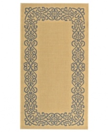 Borrowing from the beautiful tradition of courtyard styling in warm-weather locales, Safavieh's Courtyard collection has a distinctly Mediterranean feel. A special sisal weave allows for a superior clarity of detail, while enhanced polypropylene makes these rugs thankfully low-maintenance and durable. This textured beige rug features a needlepoint-inspired, cornflower blue border, offering plenty of classic charm for indoor or outdoor spaces. (Clearance)