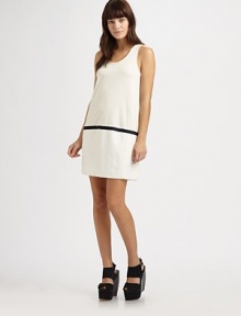A contrasting grosgrain band trims the dropped waist of this effortless jersey knit.Scoop necklineSleevelessContrast grosgrain ribbon trimDual side slash pocketsAbout 12 from natural waist55% polyester/45% viscoseDry cleanMade in Italy A contrasting grosgrain band trims the dropped waist of this effortless jersey knit.Scoop necklineSleevelessContrast grosgrain ribbon trimDual side slash pocketsAbout 12 from natural waist55% polyester/45% viscoseDry cleanMade in Italy