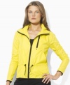 A bold neon hue enlivens this sporty full-zip Lauren by Ralph Lauren jacket, crafted from lightweight microfiber with sleek hardware for a stylish, active look.