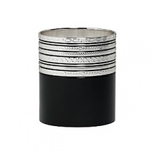 This new collection from bridal favorite Vera Wang updates the designer's popular With Love collection in striking black enamel and silver. Featuring a geometric design, it is at once Art Deco-inspired and thoroughly modern. This new collection from bridal favorite Vera Wang updates the designer's popular With Love collection in striking black enamel and silver. Featuring a geometric design, it is at once Art Deco-inspired and thoroughly modern.