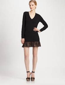 This dress has it all: cozy-chic elegance and ultra-feminine tulle.V-neckLong sleevesDropped waistAbout 20 from natural waistVirgin wool; tulle skirtMade in Italy Model shown is 5'10 (177cm) wearing US size Small. This dress has it all: cozy-chic elegance and ultra-feminine tulle.V-neckLong sleevesDropped waistAbout 20 from natural waistVirgin wool; tulle skirtMade in Italy Model shown is 5'10 (177cm) wearing US size Small.