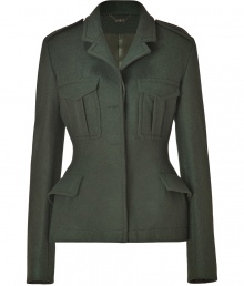 Dress up your daytime look with a military-inspired edge in McQ Alexander McQueens sharply tailored peplum jacket - Notched collar, long sleeves, epaulettes, flap pockets, hidden front closures - Tailored fit - Pair with edgy boots and chic matching separates Dress up your daytime look with a military-inspired edge in McQ Alexander McQueens sharply tailored peplum jacket - Notched collar, long sleeves, epaulettes, flap pockets, hidden front closures - Tailored fit - Pair with edgy boots and chic matching separates